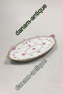 Royal Copenhagen Blue Fluted Red Ruby/Pink with Gold Edge Full Lace Small Oval Dish No 2/1115