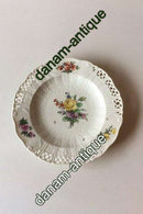 Royal Copenhagen Saksisk Blomst Middags-/Frugttallerken i luksusmodel med gennembrudt kant.