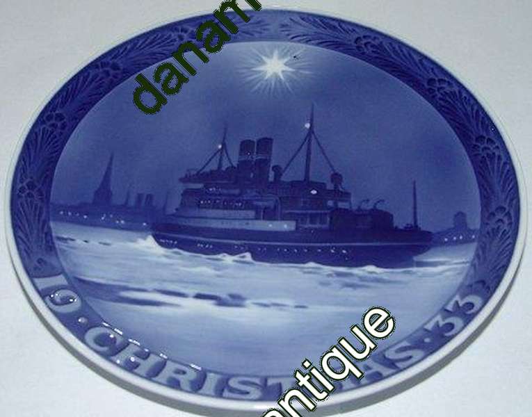 Royal Copenhagen Juleplatte fra 1933 med Engelsk Tekst "Christmas"