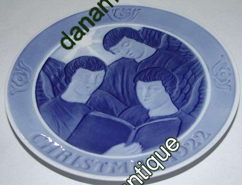 Royal Copenhagen Juleplatte fra 1922 med Engelsk Tekst "Christmas"