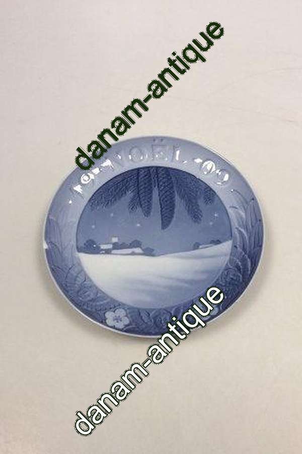 Royal Copenhagen Juleplatte fra 1909 med Fransk indskription "Noel"