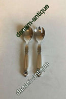 Georg Jensen Sterling Sølv og Rustfrit Stål Lille Salatsæt Konge No 134