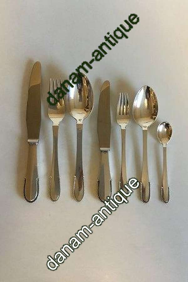Georg Jensen Sterling Silber Kugelbesteck für 12 Personen, 84 Teile