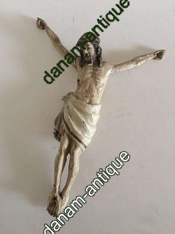 Schöne 18. Jahrhundert Kruzifix Jesus am Kreuz gemalt Holz