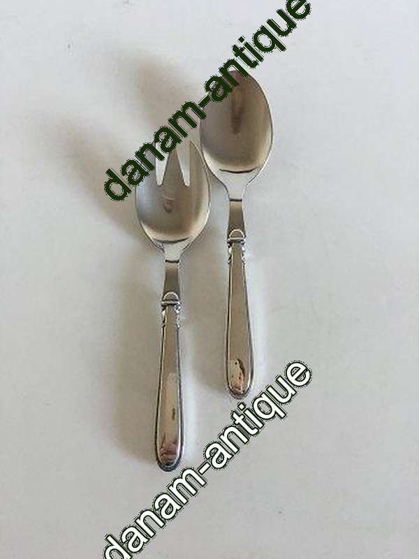 Cohr Elite Sølv Salat Bestik Sæt med Stål Top