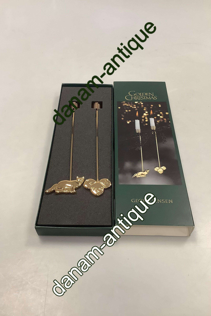 Georg Jensen Golden Christmas Lyseholder - Ræv og Hasselnød 2002