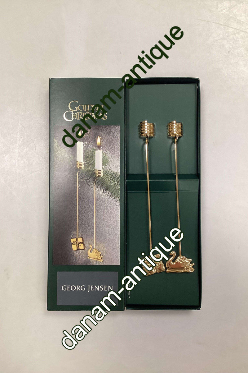 Georg Jensen Golden Christmas Lyseholder - Svane  og Gave 2000
