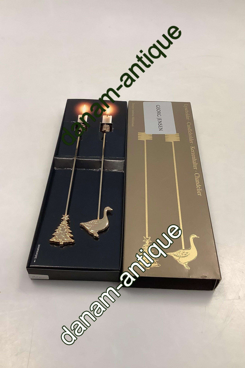 Georg Jensen Golden Christmas Lyseholder - Gås og Juletræ 1998