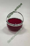 Dansk Glas Sukkerskål med sølvplet montering