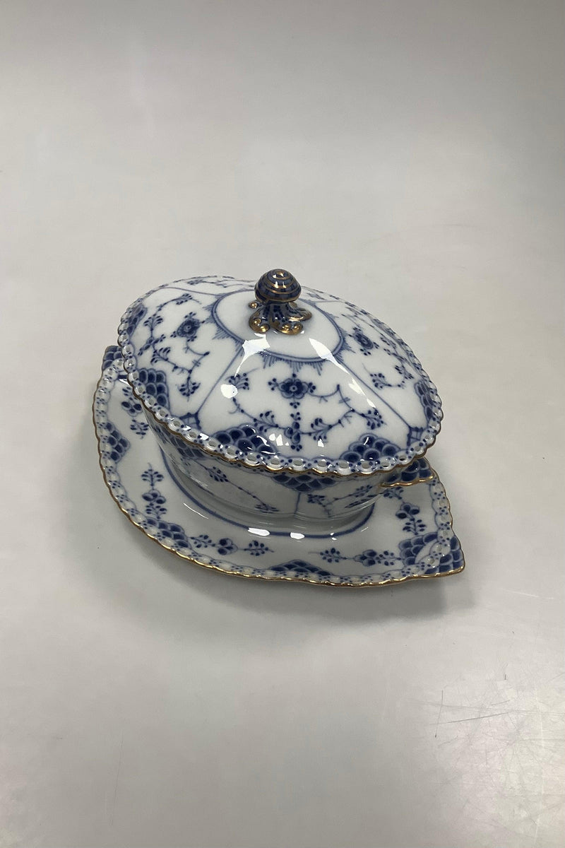 Royal Copenhagen Musselmalet Helblonde med Guld Sovseskål med låg No 1106 - Danam Antik