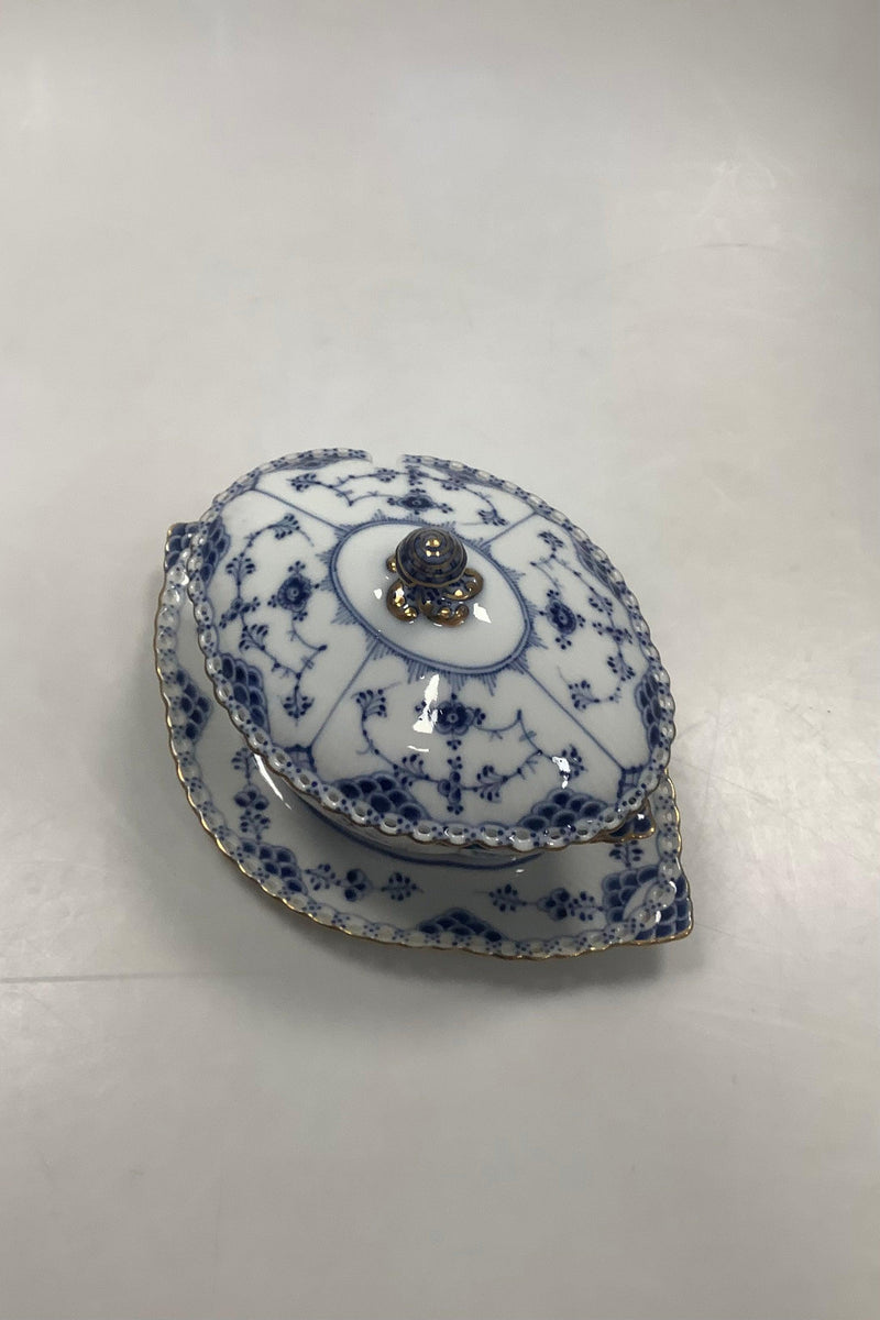 Royal Copenhagen Musselmalet Helblonde med Guld Sovseskål med låg No 1106 - Danam Antik