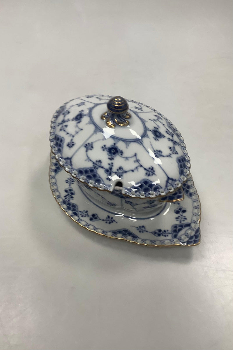 Royal Copenhagen Musselmalet Helblonde med Guld Sovseskål med låg No 1106 - Danam Antik