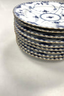 Sæt på 9 Royal Copenhagen Musselmalet Helblonde Flad Tallerken med guld No 1084 - Danam Antik