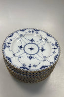 Sæt på 9 Royal Copenhagen Musselmalet Helblonde Flad Tallerken med guld No 1084 - Danam Antik