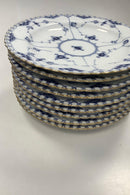 Sæt på 9 Royal Copenhagen Musselmalet Helblonde Flad Tallerken med guld No 1084 - Danam Antik