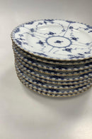 Sæt på 9 Royal Copenhagen Musselmalet Helblonde Flad Tallerken med guld No 1084 - Danam Antik