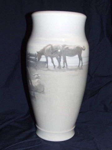 Royal Copenhagen Unika Vase med Heste og Får af Gotfred Rode fra 1932 - Danam Antik