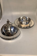 Aage Weimer ( Evald Nielsen ) Sterling Sølv Jagt lågfade med skål, fad og topfigur - Danam Antik