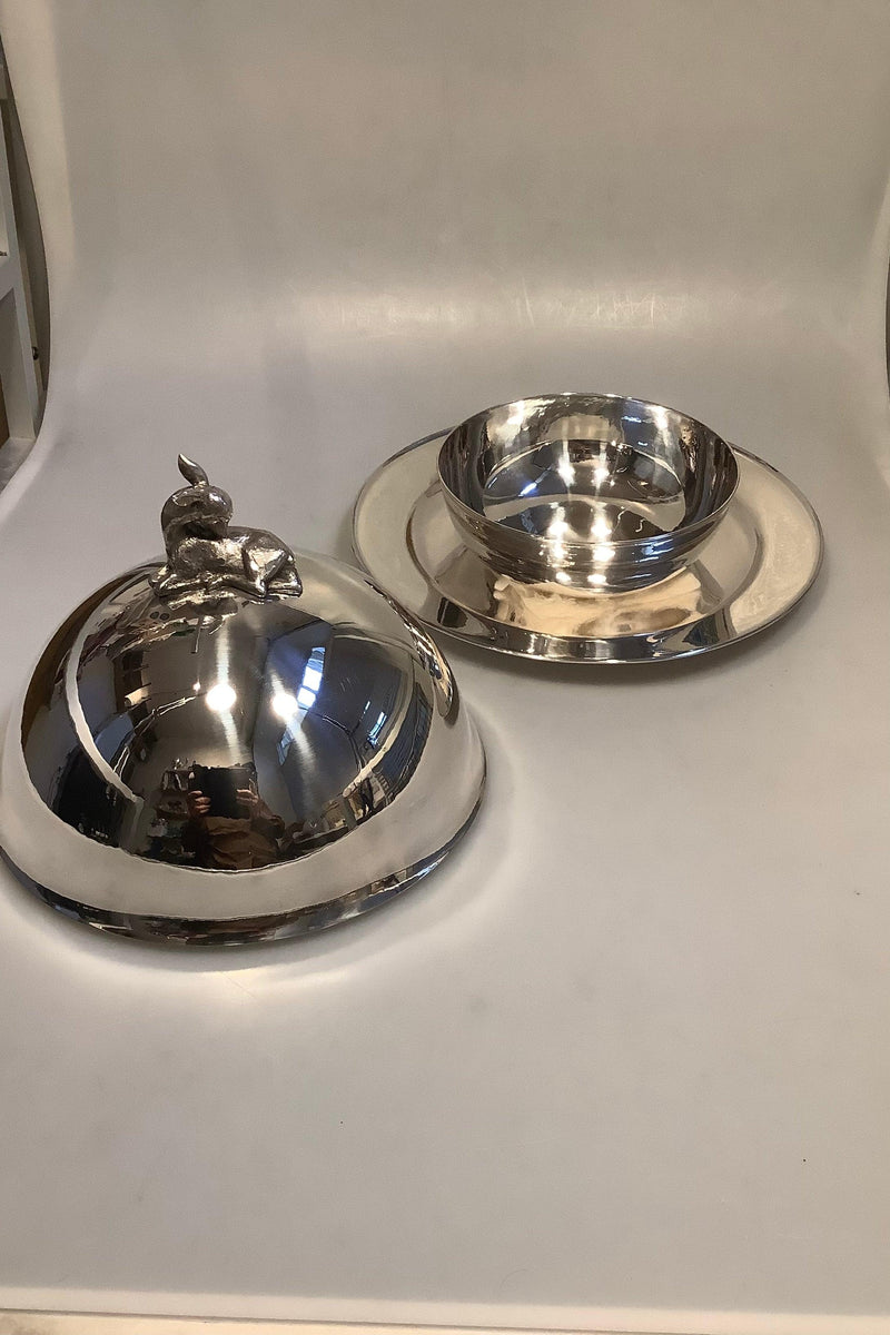 Aage Weimer ( Evald Nielsen ) Sterling Sølv Jagt lågfade med skål, fad og topfigur - Danam Antik