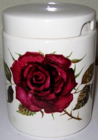 Arabia Finland Marmelade Krukke med Rød Rose - Danam Antik
