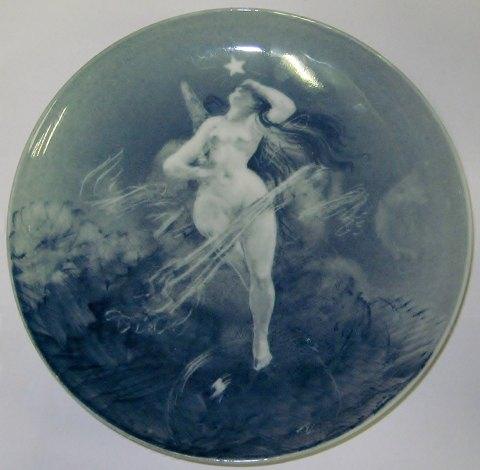 Bing & Grøndahl Carl Locher Unika Platte med Venus Fødsel fra omkring 1885 - Danam Antik