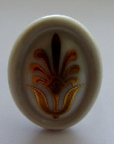 Kgl. Porcelæns Ring i Sterling Sølv og Porcelæn med guld decoration - Danam Antik