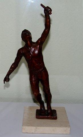 Royal Copenhagen Bronze statuette Sterett-Gittings Kelsey Tennis spiller fra 1976 - Danam Antik