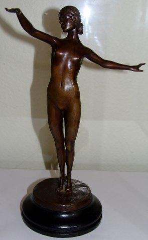 Carl Johan Bonnesen Bronze Figur af Ung Nøgen Ballet Danser lavet i 1903 hos August E. Jensen Bronzestøberi København - Danam Antik
