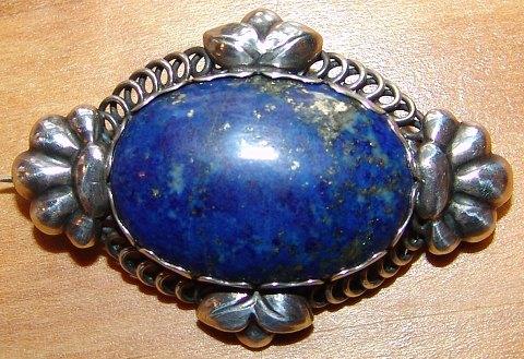 Kay Bojesen Sølv Broche med lapis lazuli - Danam Antik