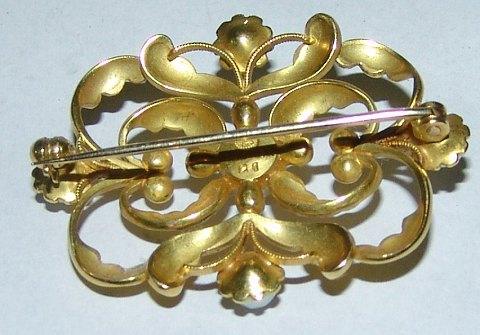 Georg Jensen Art Nouveau 18K Guld broche med perler No 21 - Danam Antik