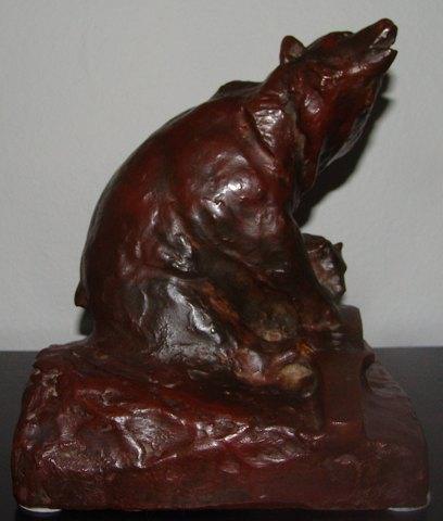 Carl Fagerberg Bronce Figur Bjørn med unge fra Herman Bergman broncestøberi - Danam Antik