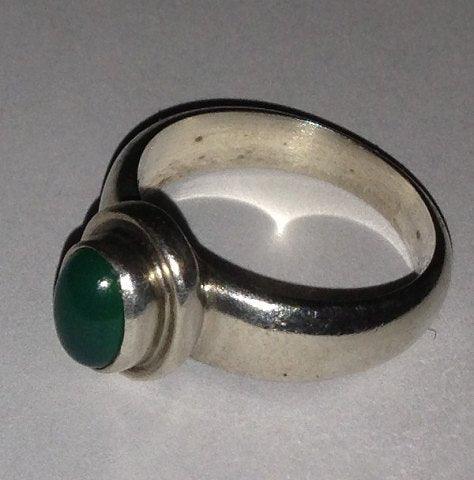 Georg Jensen Sterling Sølv Ring med grøn sten No 46C - Danam Antik