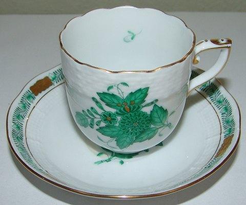 Herend Ungarsk Chinese Bouquet Grøn Kaffekop og underkop - Danam Antik