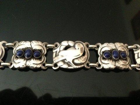 Gammlt Georg Jensen Sterling Sølv Armbånd med Lapis Lazuli No 14 - Danam Antik