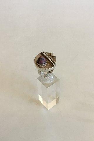 Sterling Sølv ring med lyserød sten MPC fra M.P. Christoffersen - Nykøbing F 1971 - 2008 - Danam Antik