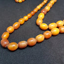 Antik Opak butterscotch oliven slebet ravkæde 72 cm. - Danam Antik