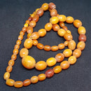 Antik Opak butterscotch oliven slebet ravkæde 72 cm. - Danam Antik