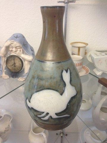 Bing & Grøndahl Art Nouveau Unika Vase af Achton Friis med Kaniner - Danam Antik