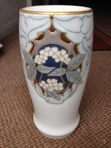 Bing & Grøndahl Art Nouveau Unika vase af Elisabeth Drews Kofoed med guld og emalje glasur - Danam Antik