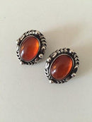 Georg Jensen Sterling Sølv Årssmykke øreclips med rav fra 1995 - Danam Antik