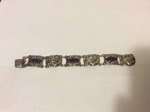 Georg jensen Sterling Silver Bracelet No 14 fra 1933-1944 med lilla sten - Danam Antik