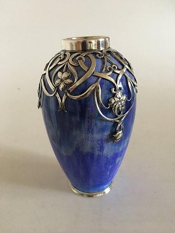 Royal Copenhagen Unika Krystal Glasur Vase af Valdemar Engelhardt med Michelsen Sølv montering No G47 - Danam Antik