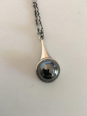 Georg Jensen Sterling Sølv Vedhæng med Hæmatit No 156 - Danam Antik