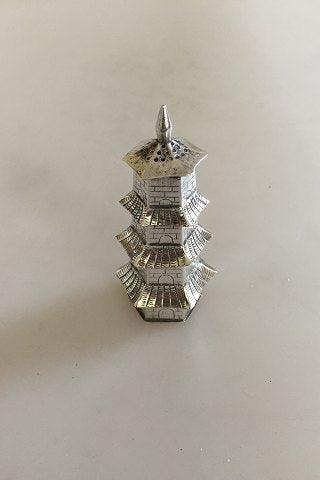 Sterling Sølv Salt/Peberbøsse som et Kinesisk Tårn - Danam Antik