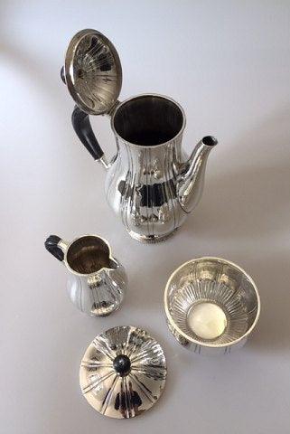 Georg Jensen Sterling Sølv Kaffe sæt med kande, sukkerskål og flødekand No 353C, 353C og 353B - Danam Antik