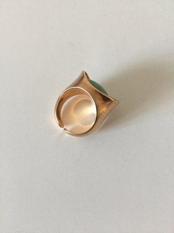 Bent Knudsen 14K Moderne Guld Ring med Chrysopras No 39 - Danam Antik
