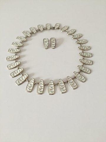 David Andersen Sterling Sølv med Emalje Halskæde og Øreclips - Danam Antik