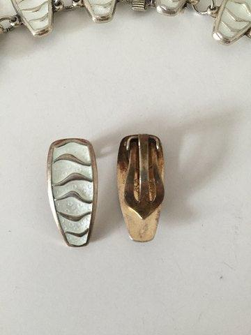 David Andersen Sterling Sølv med Emalje Halskæde og Øreclips - Danam Antik