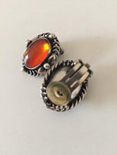 Georg Jensen Sterling Sølv Årssmykke øreclips med rav fra 1995 - Danam Antik