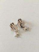 Georg Jensen Sterling Sølv Øreklip med Delfiner No 129 - Danam Antik